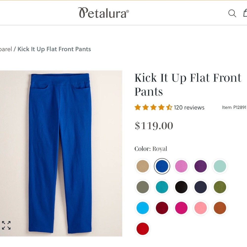 PETALURA Women's Vibrant Blue Straight Leg Pants - Picture 2 of 13